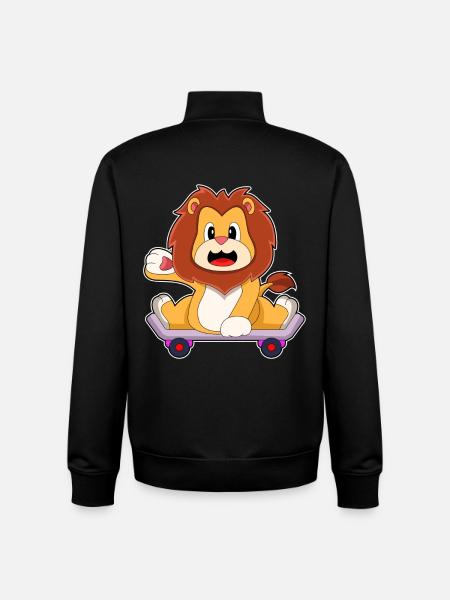 Lion Skater Skateboard - Unisex Organic Zip Sweatshirt by Stanley/Stella - black