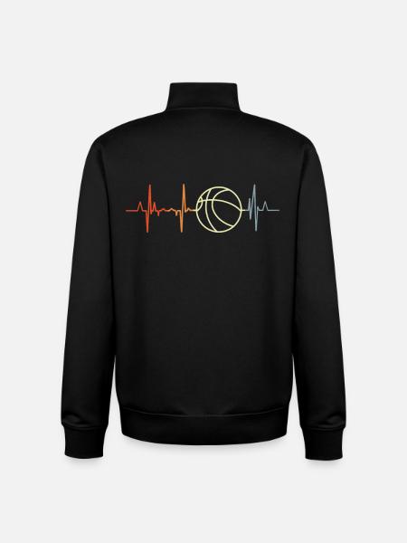 Basketball heartbeat - Unisex Organic Zip Sweatshirt by Stanley/Stella - black