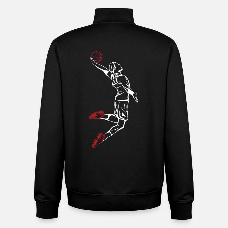 Joueur de basket-ball Slam Dunk - Sweat zippé unisexe en coton bio Stanley/Stella - noir