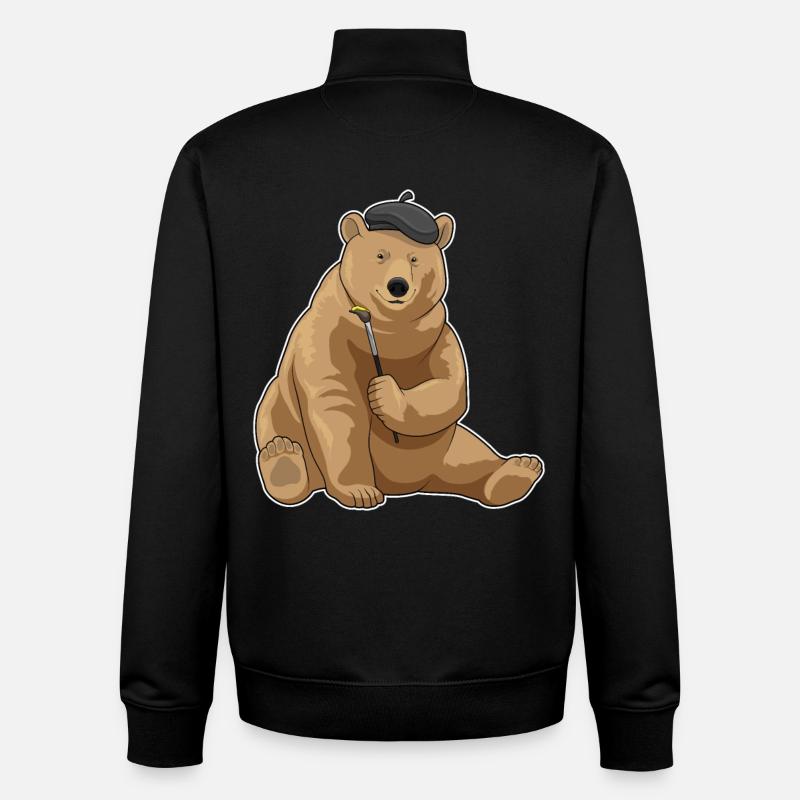 Pinceau de peintre d’ours - Sweat zippé unisexe en coton bio Stanley/Stella - noir