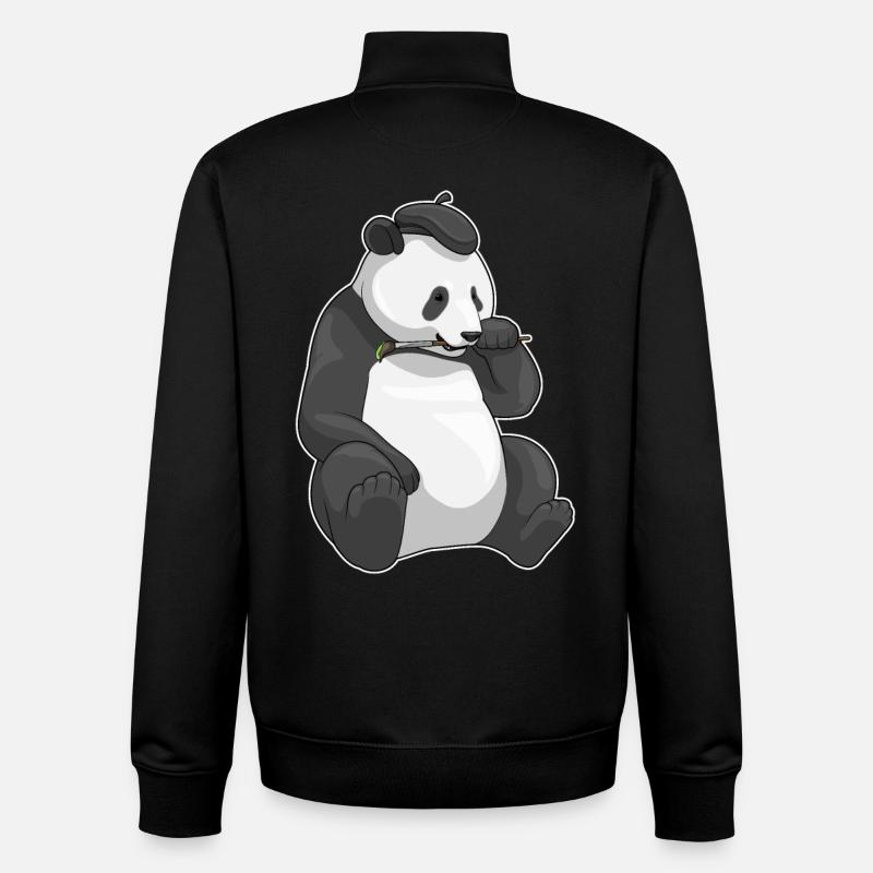 Panda Peintre Pinceau - Sweat zippé unisexe en coton bio Stanley/Stella - noir