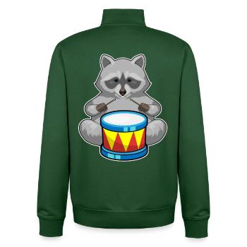 Raccoon Musicien Drum Music - Sweat zippé unisexe en coton bio Stanley/Stella - vert bouteille - Dos - AI Model Male 185 dark (185cm)