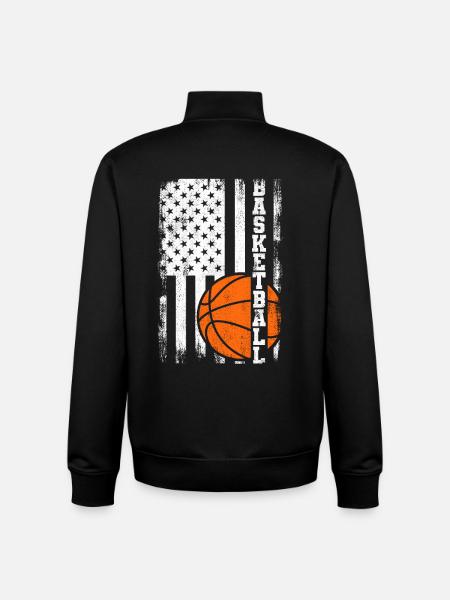 Patriotic basketball player - Unisex Organic Zip Sweatshirt by Stanley/Stella - black