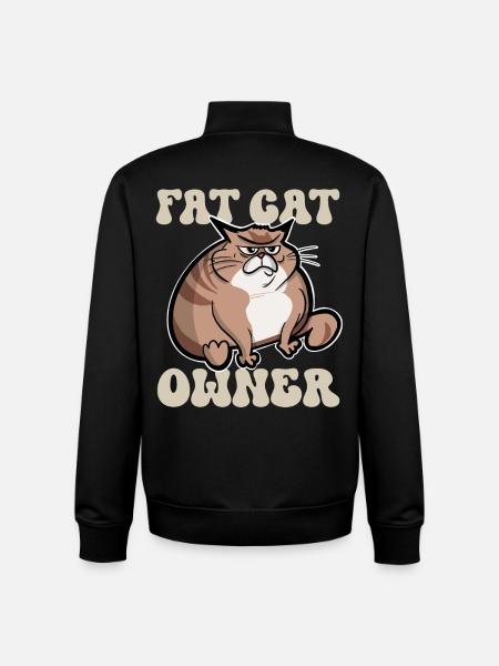 Fat cat owner - Unisex Organic Zip Sweatshirt by Stanley/Stella - black