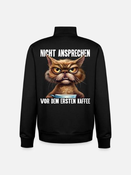 Katze Kaffee Lustige Sprüche - Unisex Organic Zip Sweatshirt von Stanley/Stella - Schwarz