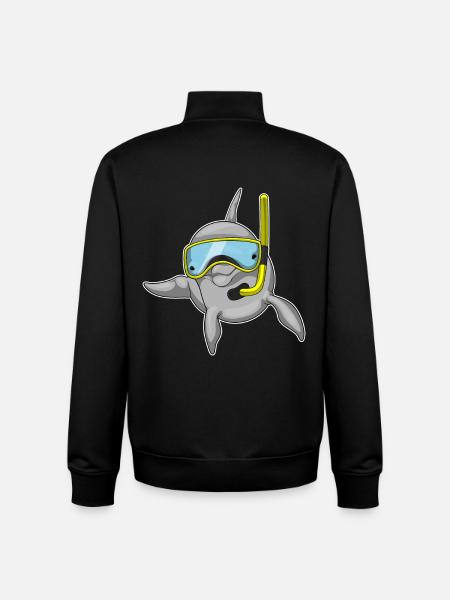 Dolphin Diver Snorkel Diving - Unisex Organic Zip Sweatshirt by Stanley/Stella - black