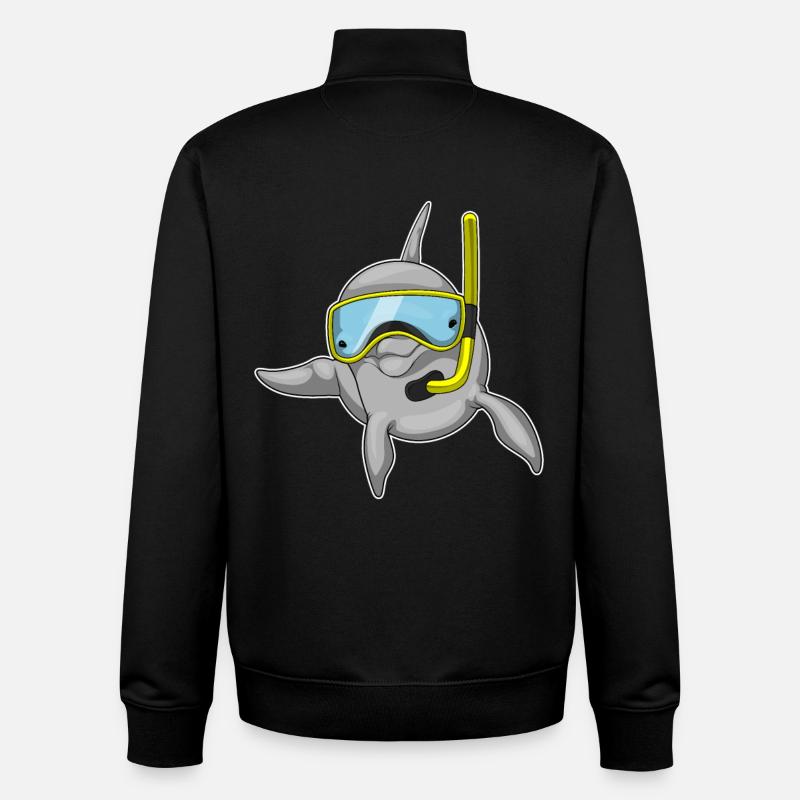 Dolphin Diver Snorkel - Sweat zippé unisexe en coton bio Stanley/Stella - noir