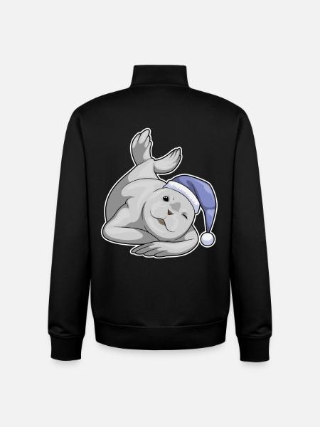 Seal Sleeping Nightcap - Unisex Organic Zip Sweatshirt by Stanley/Stella - black
