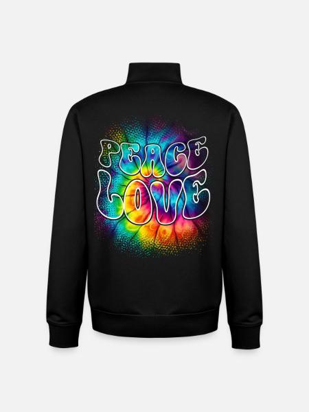 Peace Love Tie Dye - Unisex Organic Zip Sweatshirt by Stanley/Stella - black