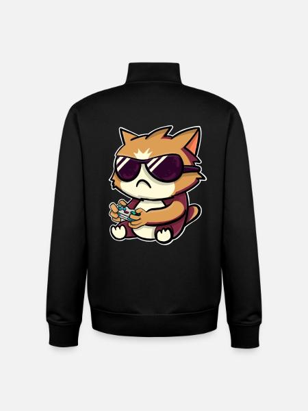 Cat Gamer Gamer Gaming - Unisex Organic Zip Sweatshirt by Stanley/Stella - black