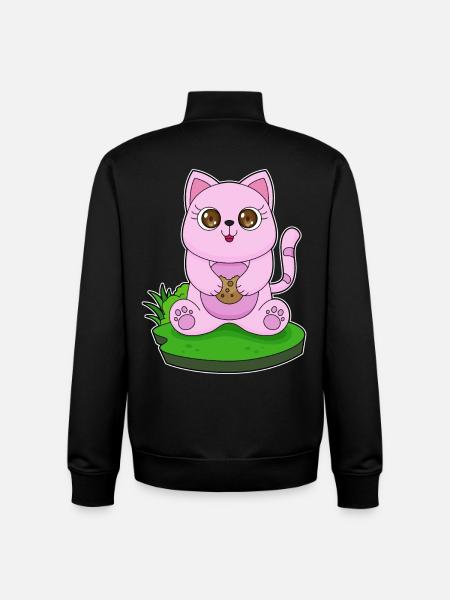 Chat Cookie - Sweat zippé unisexe en coton bio Stanley/Stella - noir