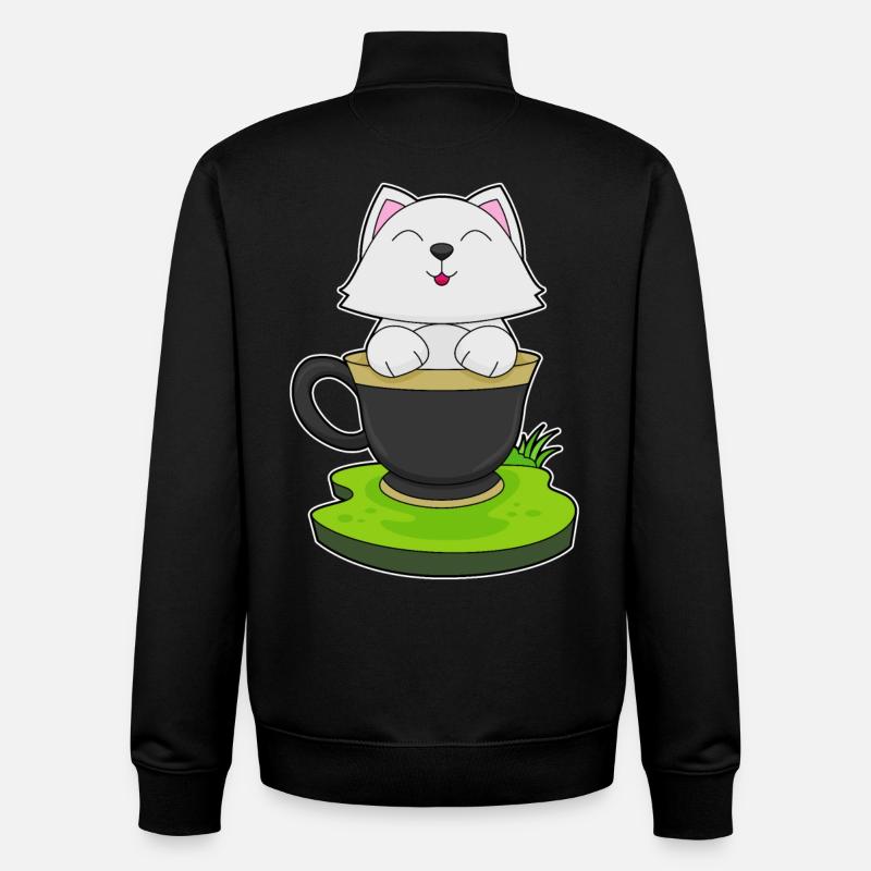 Cat Cup - Unisex Organic Zip Sweatshirt by Stanley/Stella - black