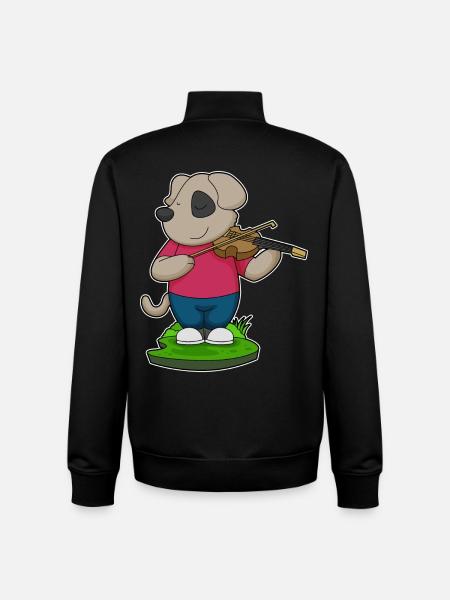 Dog Musician Violin Music - Unisex Organic Zip Sweatshirt by Stanley/Stella - black