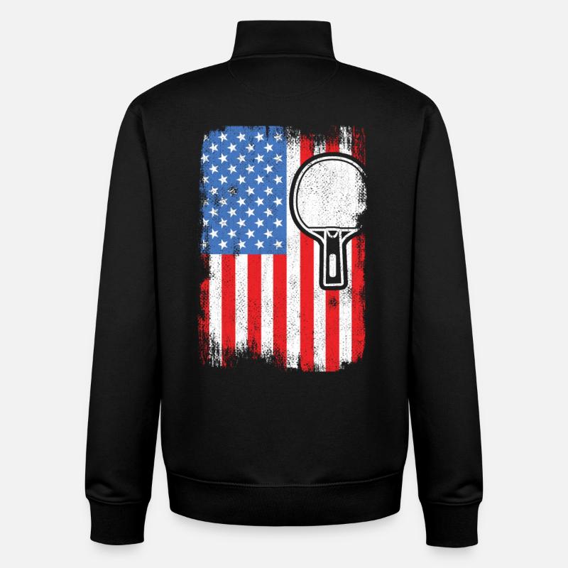 4 juillet Tennis de table - Sweat zippé unisexe en coton bio Stanley/Stella - noir
