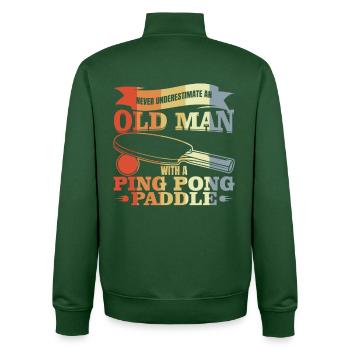 Joueur de tennis de table vieil homme - Sweat zippé unisexe en coton bio Stanley/Stella - vert bouteille - Dos - AI Model Male 185 dark (185cm)