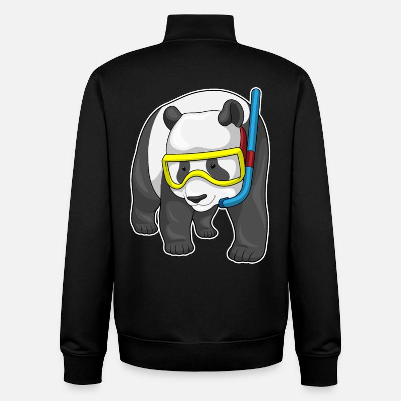 Panda Diver Snorkel - Sweat zippé unisexe en coton bio Stanley/Stella - noir