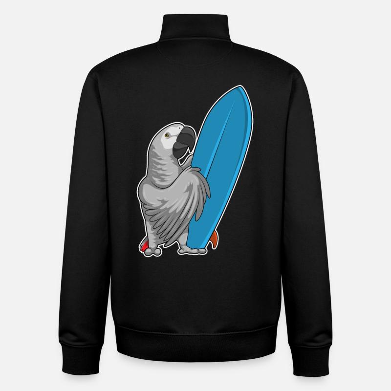Parrot surf board Summer - Sweat zippé unisexe en coton bio Stanley/Stella - noir