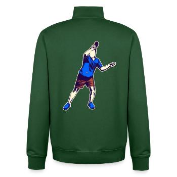 Dessin de tennis de table - Sweat zippé unisexe en coton bio Stanley/Stella - vert bouteille - Dos - AI Model Male 185 dark (185cm)