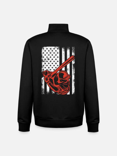 Patriotic baseball player - Unisex Organic Zip Sweatshirt by Stanley/Stella - black