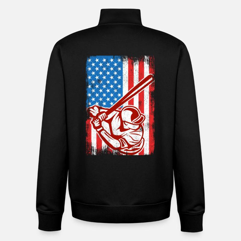 4 juillet Baseball - Sweat zippé unisexe en coton bio Stanley/Stella - noir