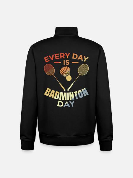 Every day is badminton day - Unisex Organic Zip Sweatshirt by Stanley/Stella - black