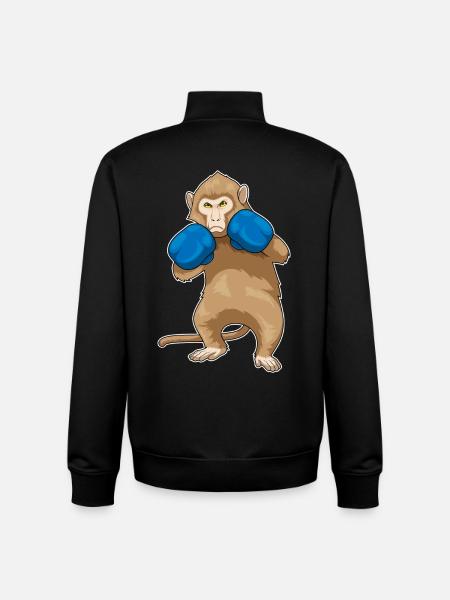Monkey Boxer Boxing Gloves Boxing - Unisex Organic Zip Sweatshirt by Stanley/Stella - black
