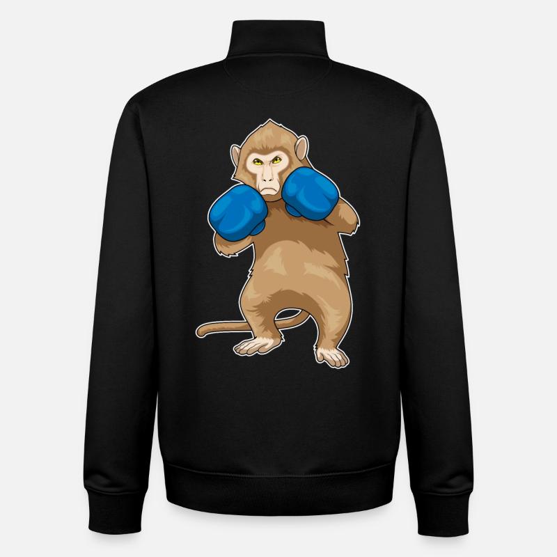 Affe Boxer Boxhandschuhe Sport - Unisex Organic Zip Sweatshirt von Stanley/Stella - Schwarz
