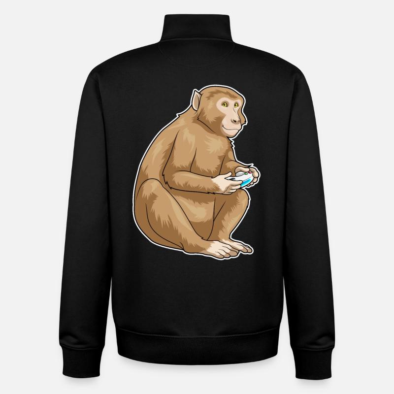 Affe Gamer Controller - Unisex Organic Zip Sweatshirt von Stanley/Stella - Schwarz