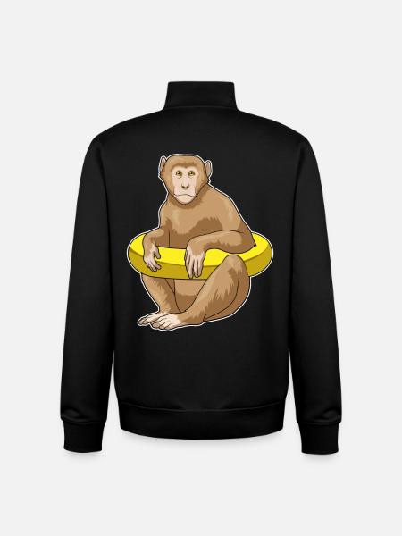 Monkey Swimming Swim Ring Summer - Unisex Organic Zip Sweatshirt by Stanley/Stella - black