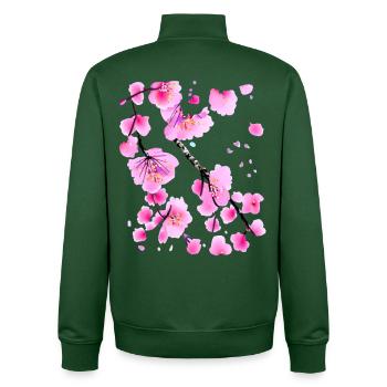 Sakura japonais en fleurs de cerisier - Sweat zippé unisexe en coton bio Stanley/Stella - vert bouteille - Dos - AI Model Male 185 dark (185cm)