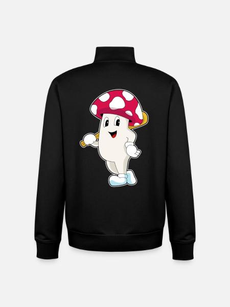 Mushroom Baseball Baseball Bat - Unisex Organic Zip Sweatshirt by Stanley/Stella - black