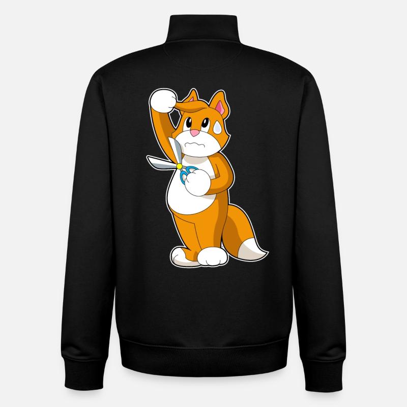 Katze Friseur Schere - Unisex Organic Zip Sweatshirt von Stanley/Stella - Schwarz