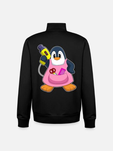 Penguin Coiffeur Sèche-cheveux - Sweat zippé unisexe en coton bio Stanley/Stella - noir