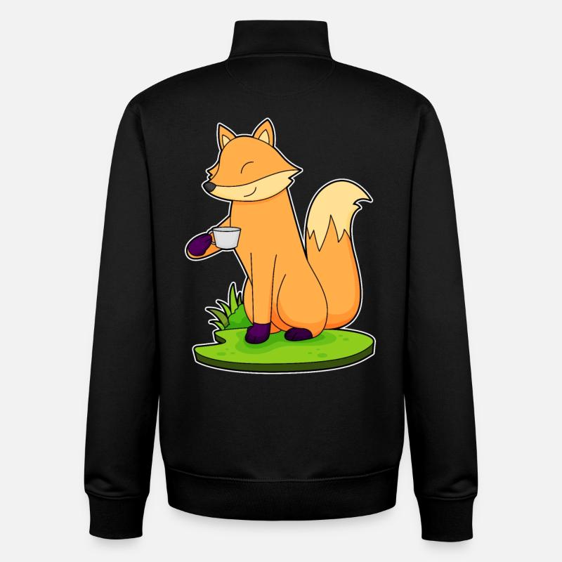 Fuchs Tasse Kaffee - Unisex Organic Zip Sweatshirt von Stanley/Stella - Schwarz