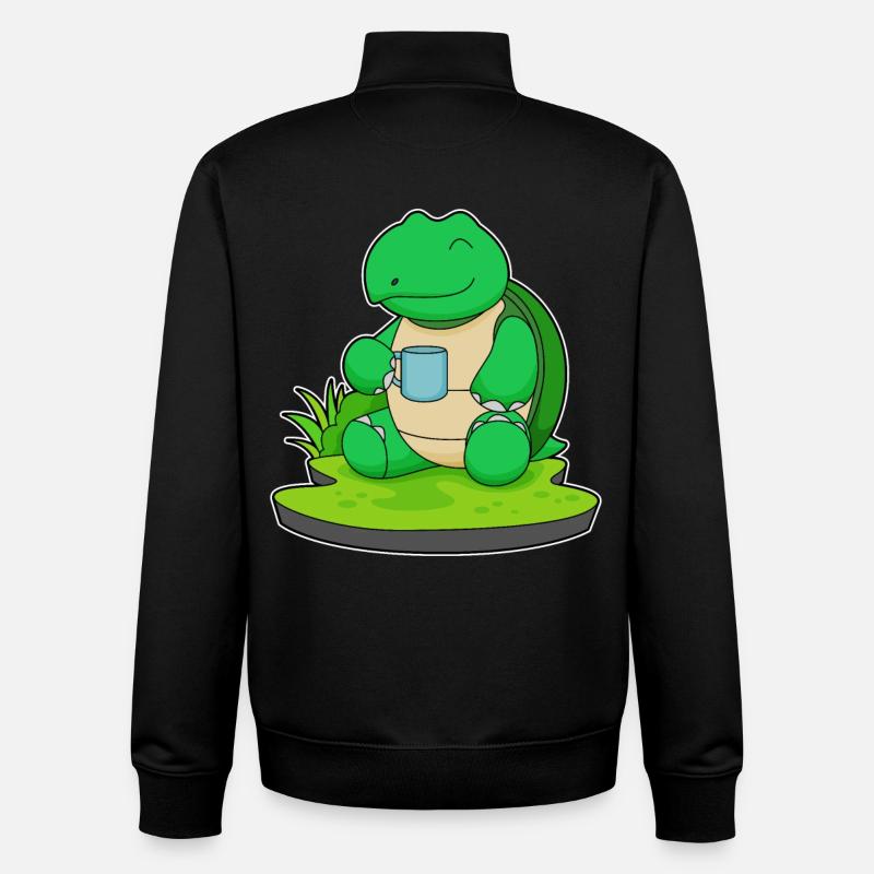 Schildkröte Becher Kaffee - Unisex Organic Zip Sweatshirt von Stanley/Stella - Schwarz
