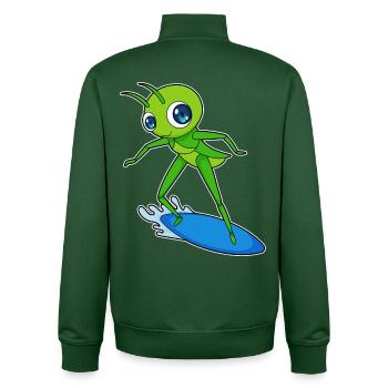 Été de surf Caterpillar Surf - Sweat zippé unisexe en coton bio Stanley/Stella - vert bouteille - Dos - AI Model Male 185 dark (185cm)