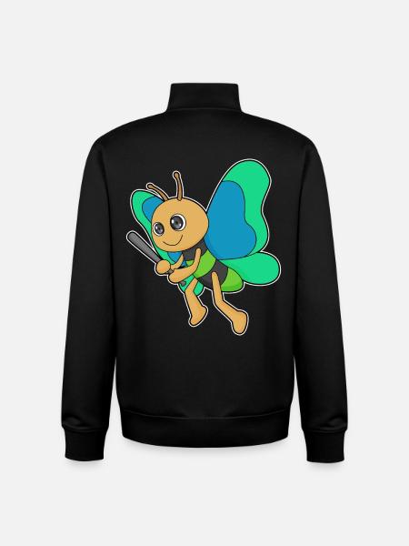 Batte de baseball Butterfly - Sweat zippé unisexe en coton bio Stanley/Stella - noir