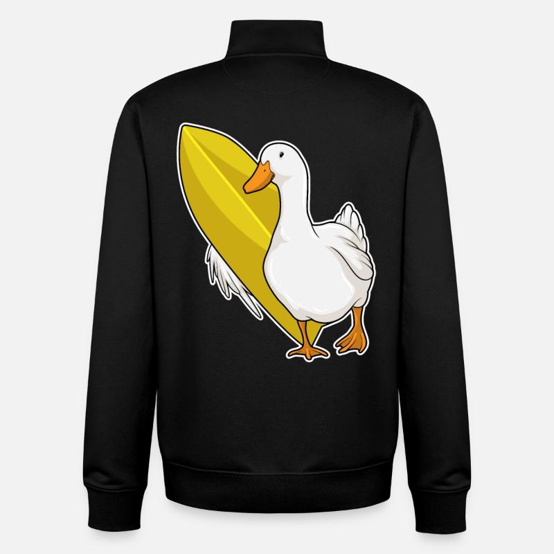 Ente Surfer Surfbrett - Unisex Organic Zip Sweatshirt von Stanley/Stella - Schwarz