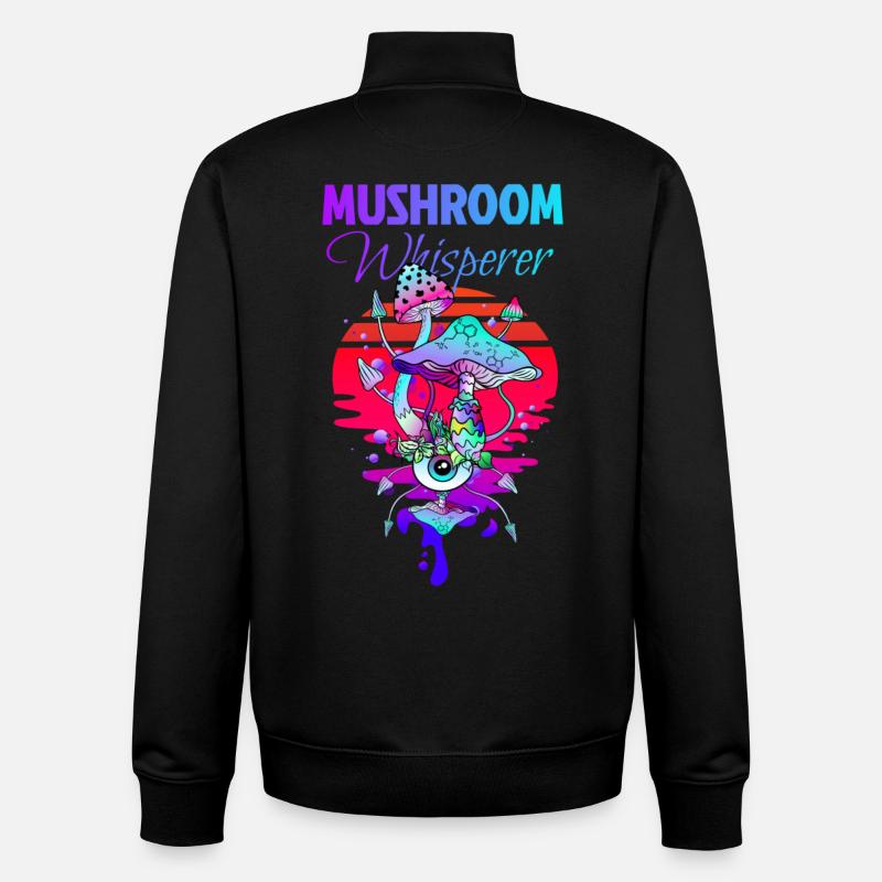Champignons magiques Mushroom Whisperer - Sweat zippé unisexe en coton bio Stanley/Stella - noir