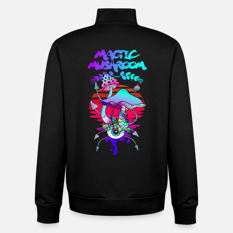 Magic Mushrooms Psychedelic Sunset - Unisex Organic Zip Sweatshirt by Stanley/Stella - black