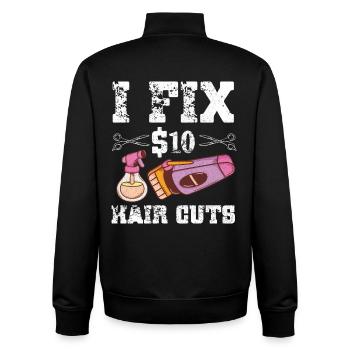 Barbier Coiffeur Coiffeur Coiffeur Barbier - Sweat zippé unisexe en coton bio Stanley/Stella - noir - Dos - AI Model Male 185 light (185cm)