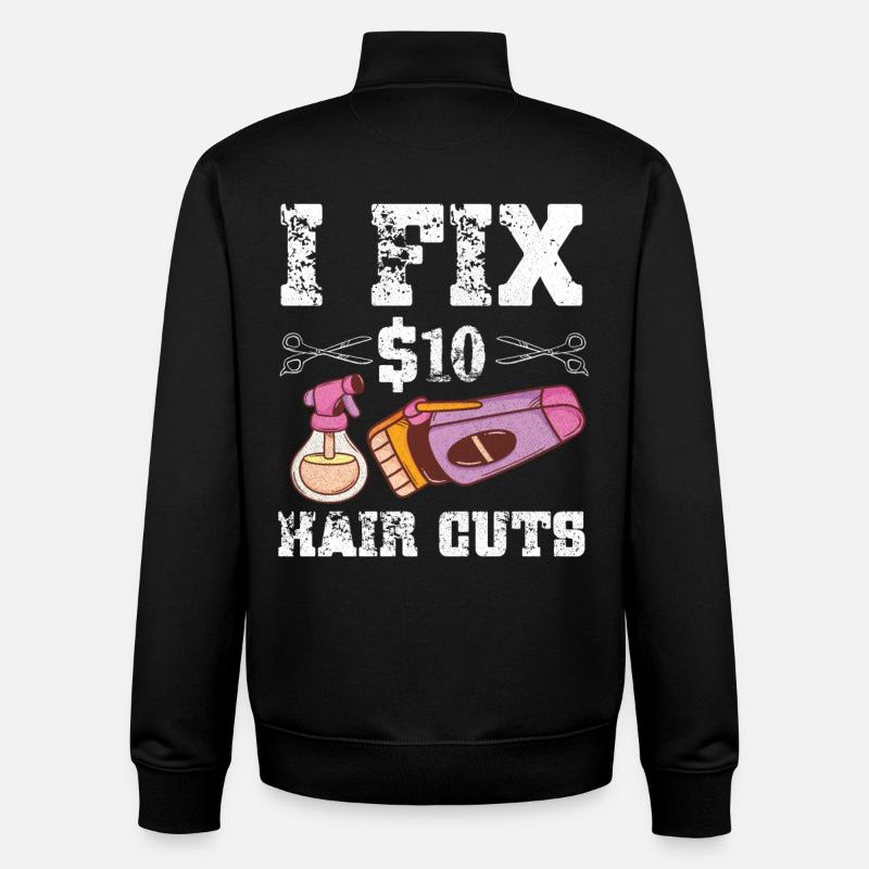 Barbier Coiffeur Coiffeur Coiffeur Barbier - Sweat zippé unisexe en coton bio Stanley/Stella - noir