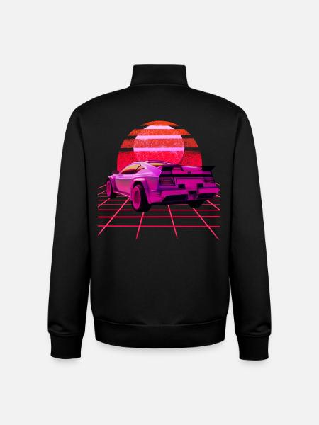Retro Wave super Car Sunset - Unisex Organic Zip Sweatshirt by Stanley/Stella - black