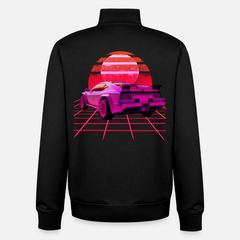Retro Wave super Car Sunset - Unisex Organic Zip Sweatshirt von Stanley/Stella - Schwarz