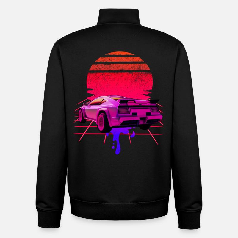 Retro Wave Supercar Sunset - Unisex Organic Zip Sweatshirt von Stanley/Stella - Schwarz