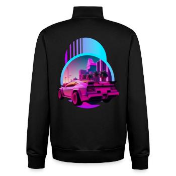 Retro Wave Supercar Vaporwave - Unisex Organic Zip Sweatshirt by Stanley/Stella - black - Back - AI Model Male 185 light (185cm)