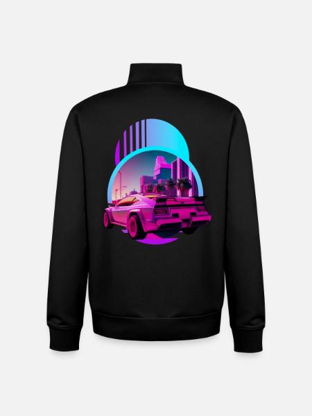 Retro Wave Supercar Vaporwave - Unisex Organic Zip Sweatshirt by Stanley/Stella - black