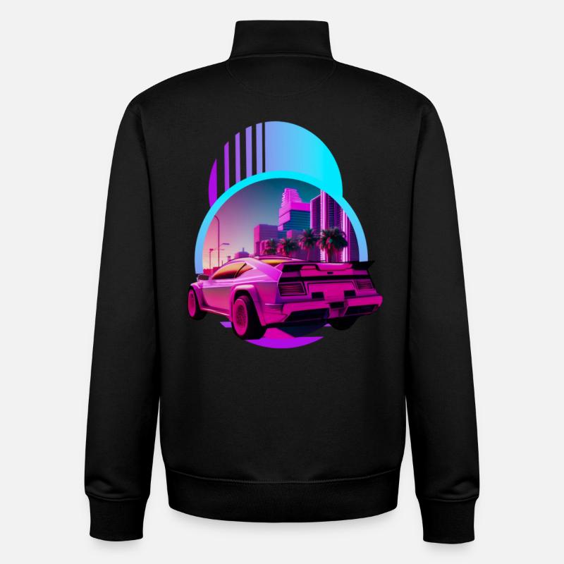 Retro Wave Supercar Vaporwave - Unisex Organic Zip Sweatshirt von Stanley/Stella - Schwarz