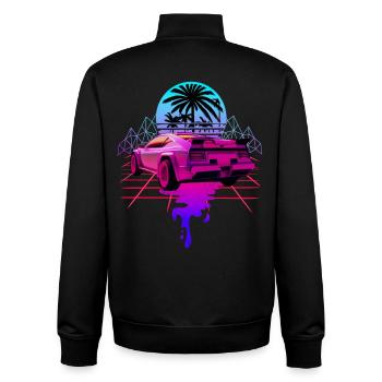 Retro Wave Sports Car Vaporwave - Unisex Organic Zip Sweatshirt by Stanley/Stella - black - Back - AI Model Male 185 light (185cm)