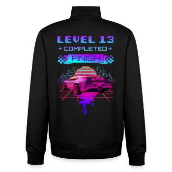 13. Geburtag LEVEL 13 Retrowave Sportwagen - Unisex Organic Zip Sweatshirt von Stanley/Stella - Schwarz - Hinten - AI Model Male 185 light (185cm)